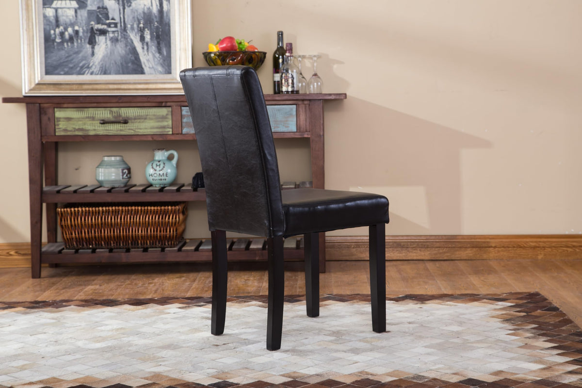Black Leatherette Parson Chair Set of 2 L4382