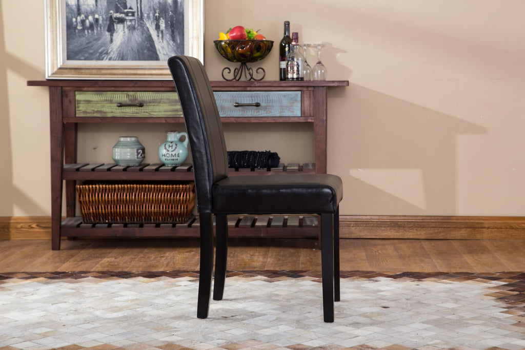 Black Leatherette Parson Chair Set of 2 L4382