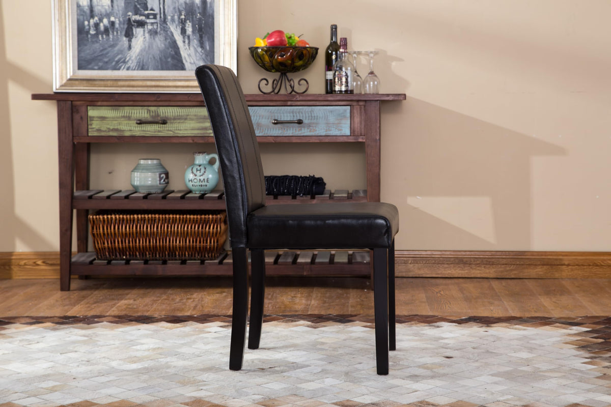 Black Leatherette Parson Chair Set of 2 L4382