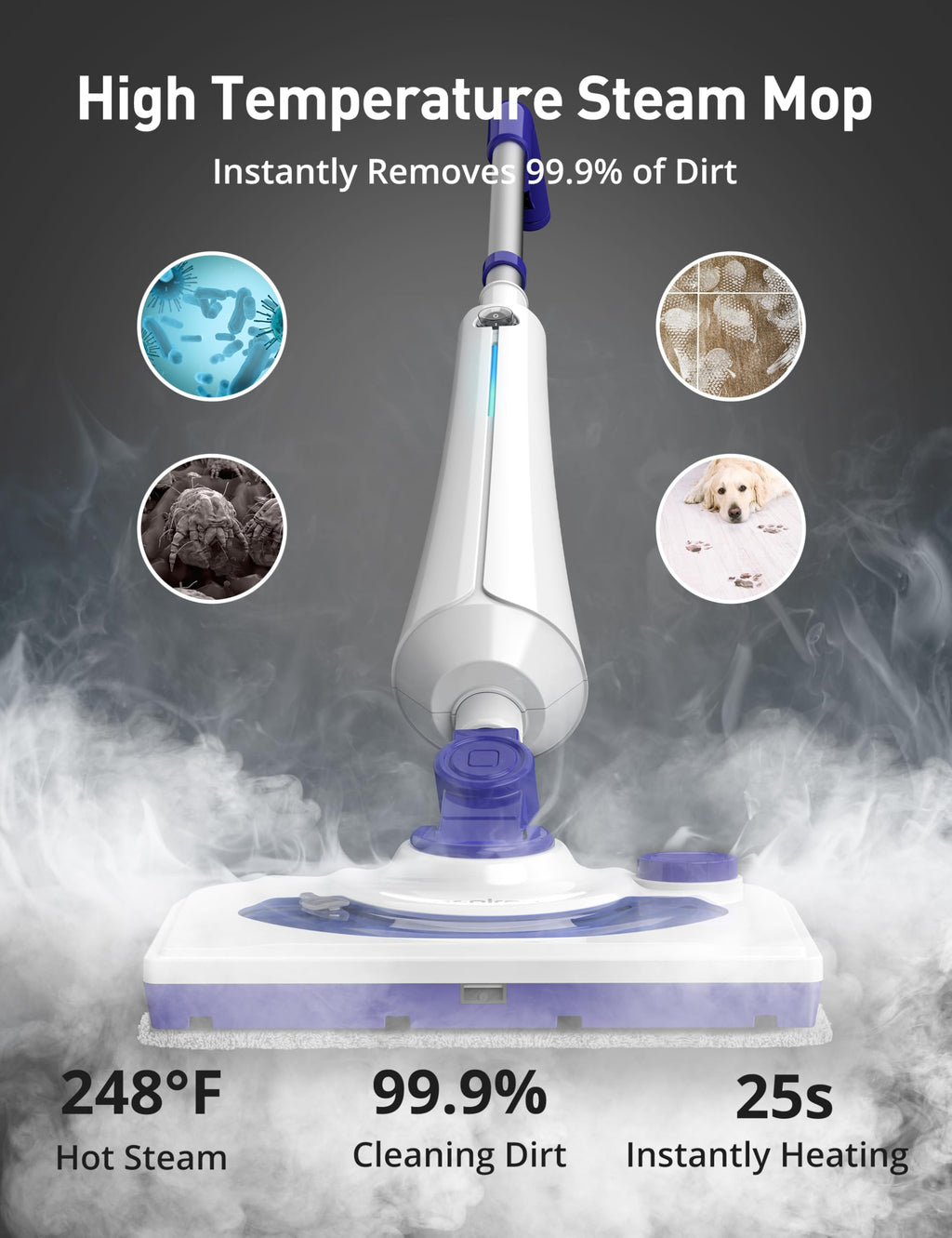 1300W Steam Mop Cleaner with 2 Washable Pads A9863