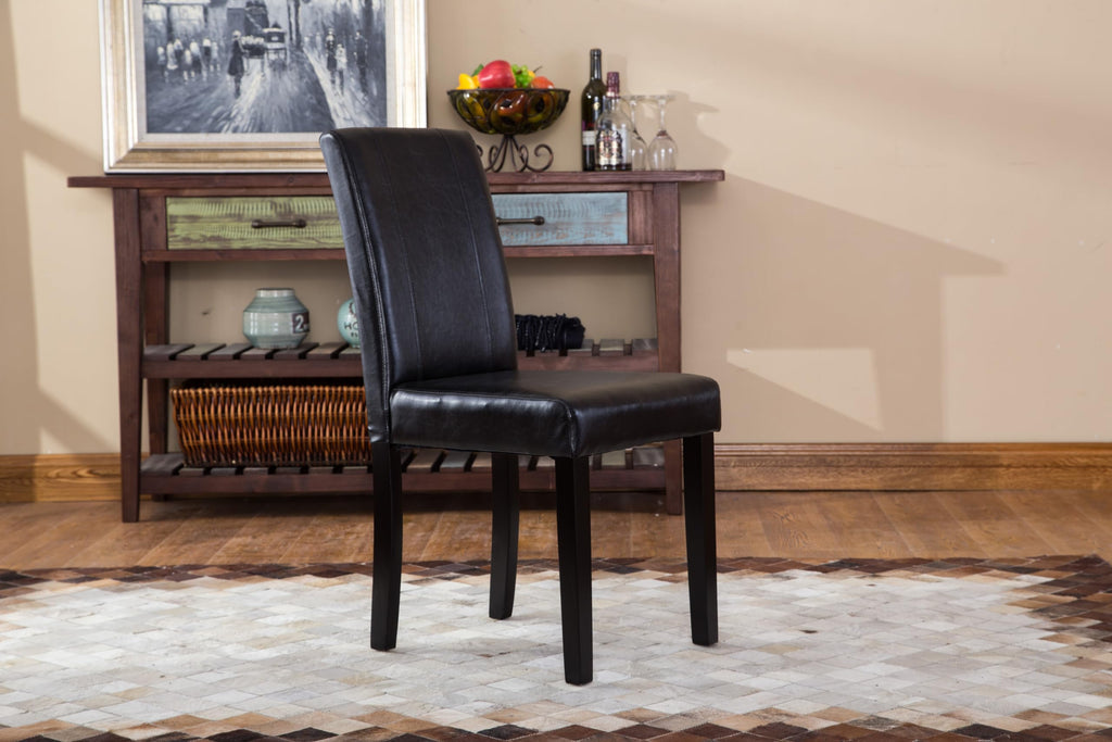 Black Leatherette Parson Chair Set of 2 L4382
