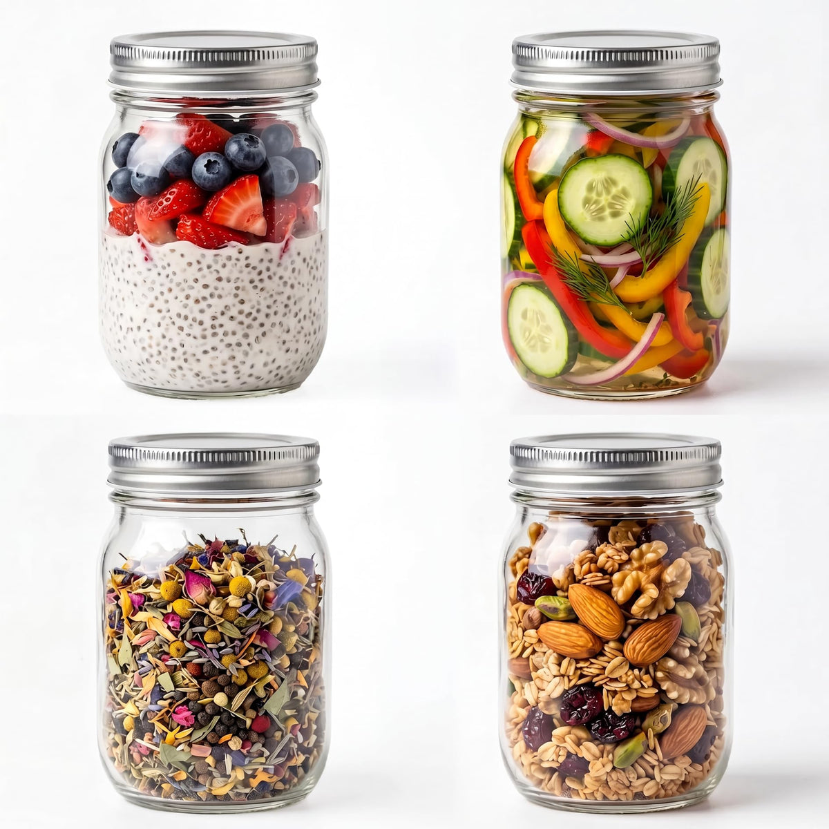 16 oz Clear Glass Mason Jars with Lids Y85068