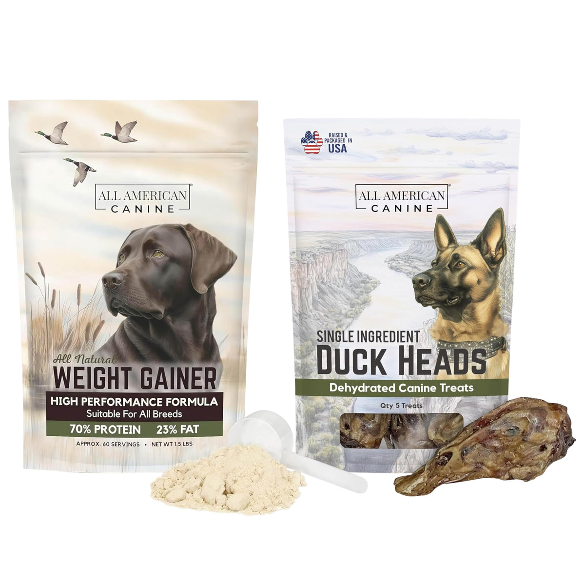 Dog Weight Gainer Powder & 5 Duck Heads Bundle I54156