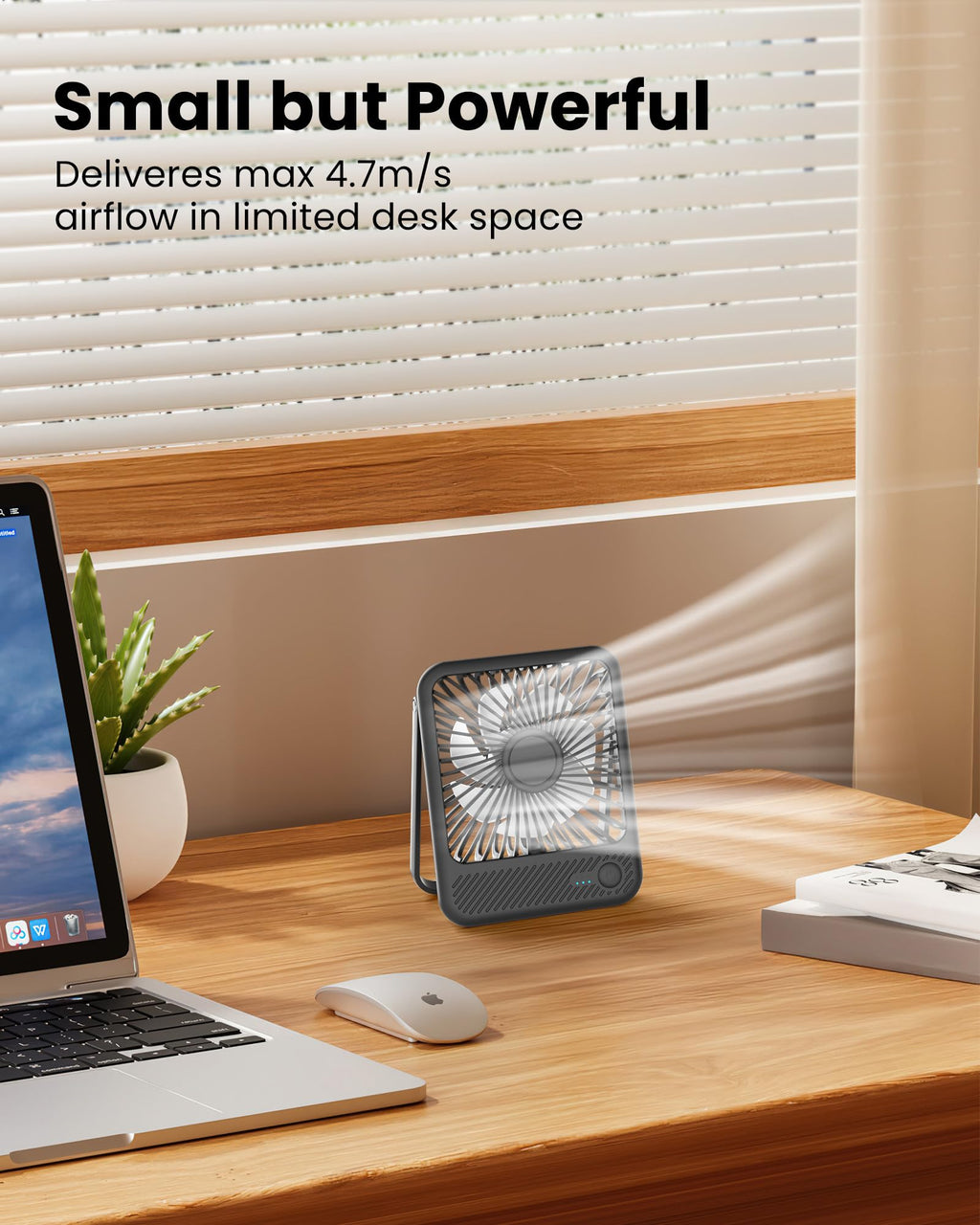 Battery Operated Desk Fan, 5'' Portable USB Fan, 11h Runtime, 3 Speeds G3963
