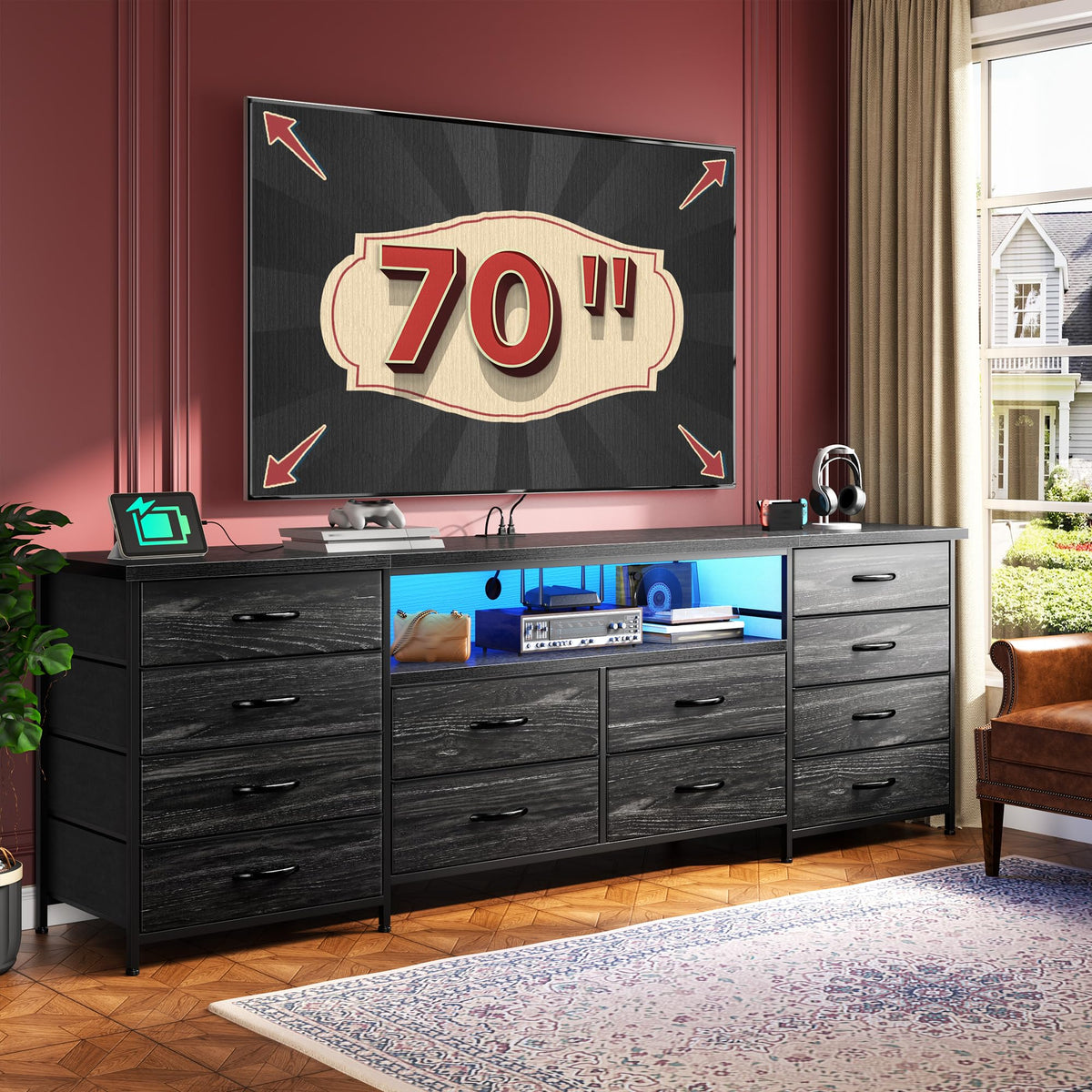 63" Dresser with 12 Fabric Drawers R24587