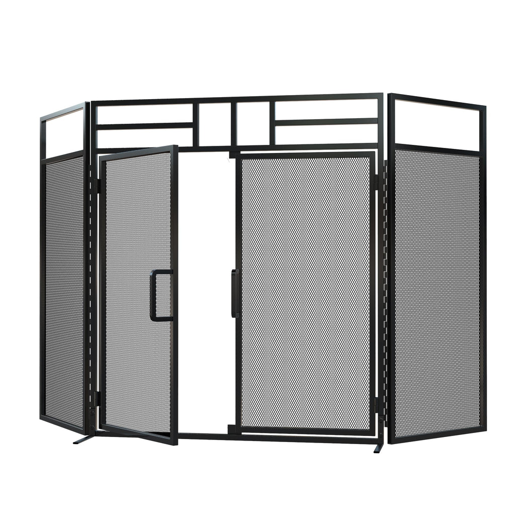 3-Panel Magnetic Fireplace Screen Wrought Iron Spark Guard H21895