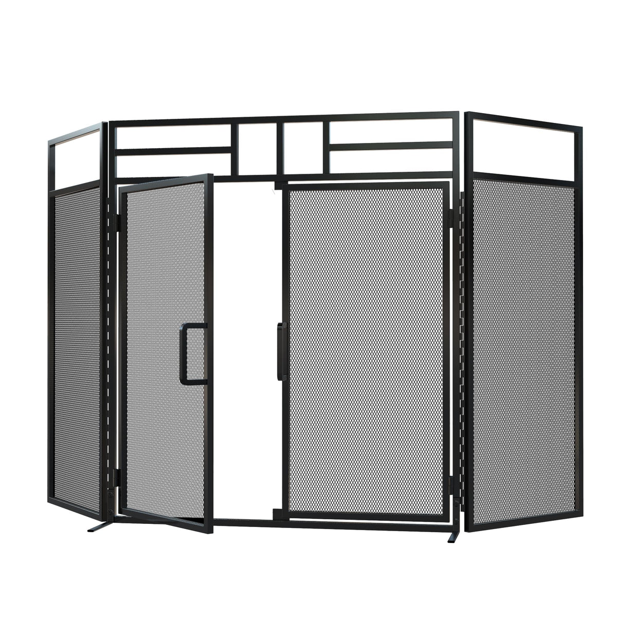 3-Panel Magnetic Fireplace Screen Wrought Iron Spark Guard H21895