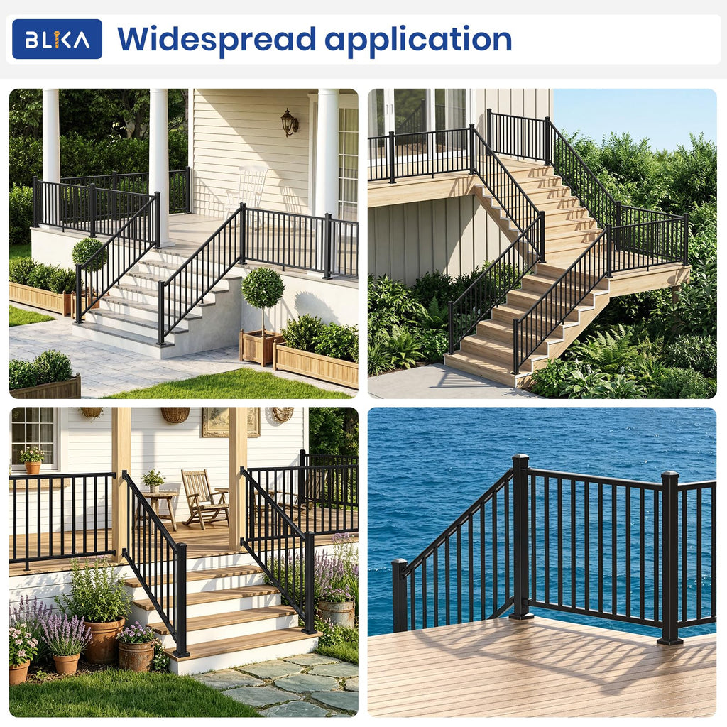 36 in. x 8 ft. Matte Black Aluminum Stair Railing Kit I18930