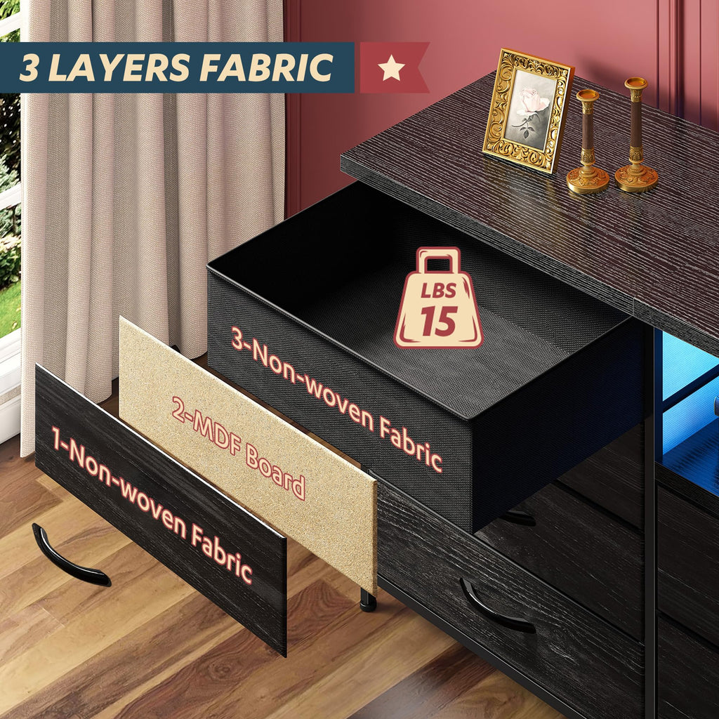 63" Dresser with 12 Fabric Drawers R24587