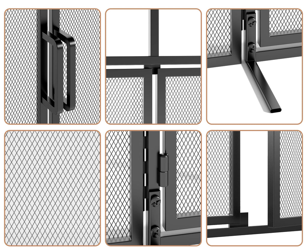 3-Panel Magnetic Fireplace Screen Wrought Iron Spark Guard H21895