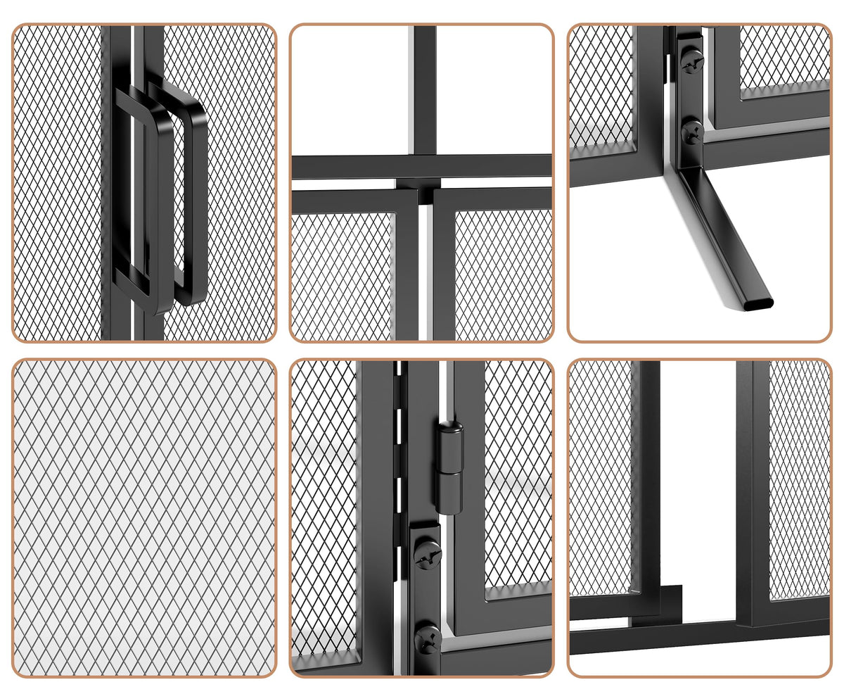 3-Panel Magnetic Fireplace Screen Wrought Iron Spark Guard H21895
