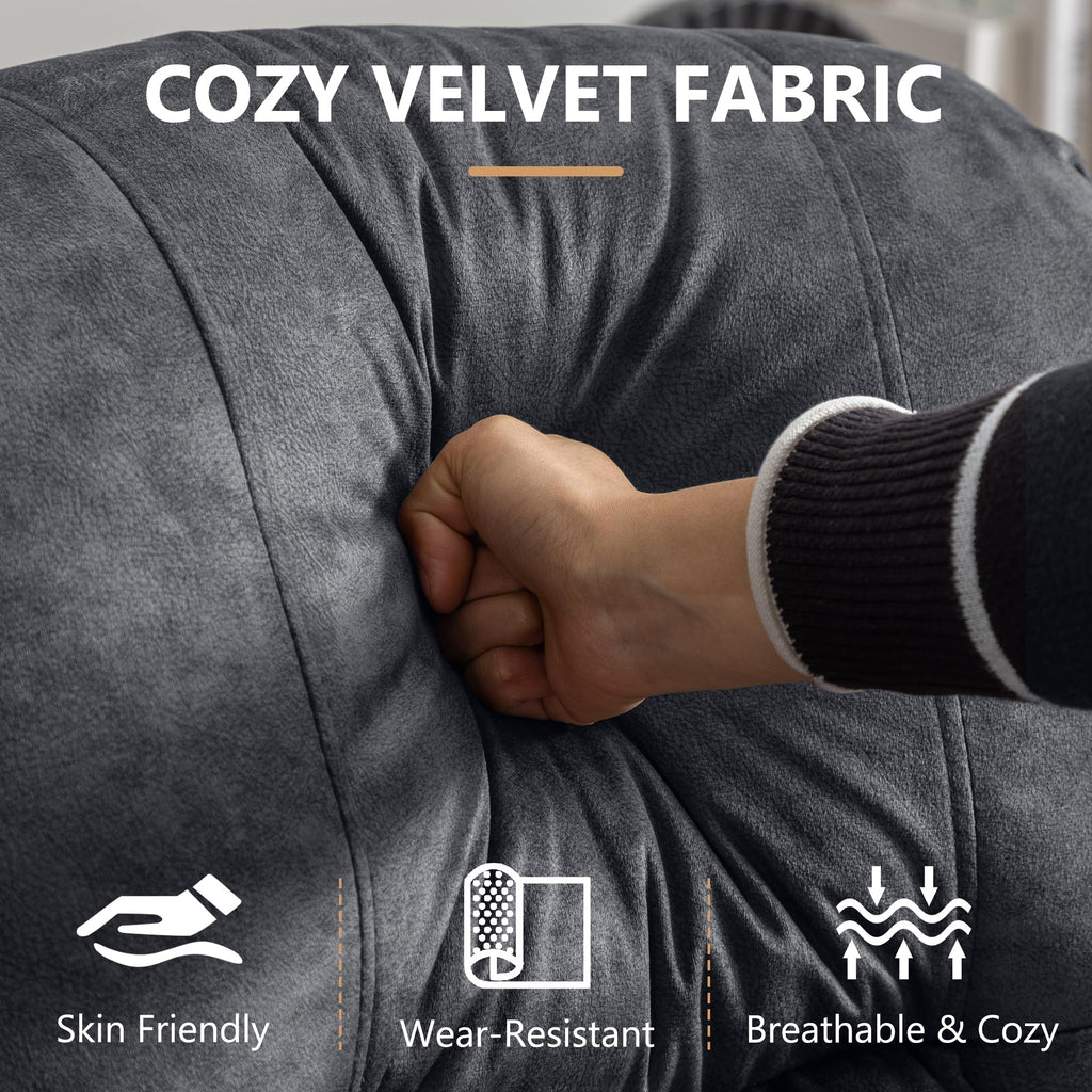 Manual Swivel Rocker Recliner Chair Velvet Grey V603