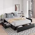 Queen Size Platform Storage Bed Frame with 3 Drawers, Black W670