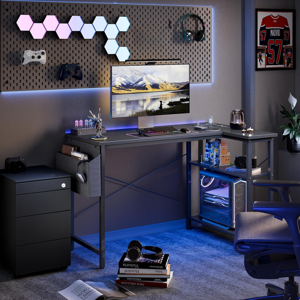 40 inch L Shaped Computer Desk with Power Outlets J828423