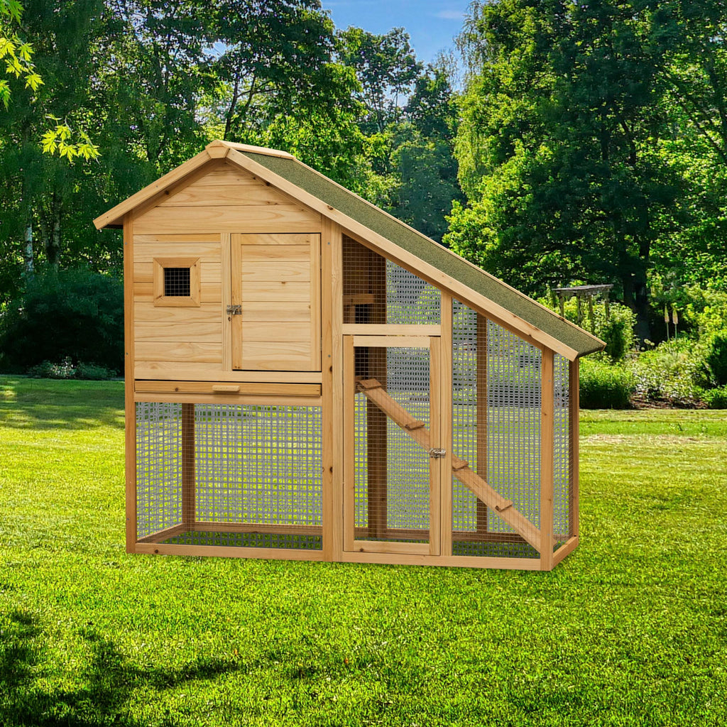 55" 2-Tier Wooden Rabbit Hutch with Ramp G4003